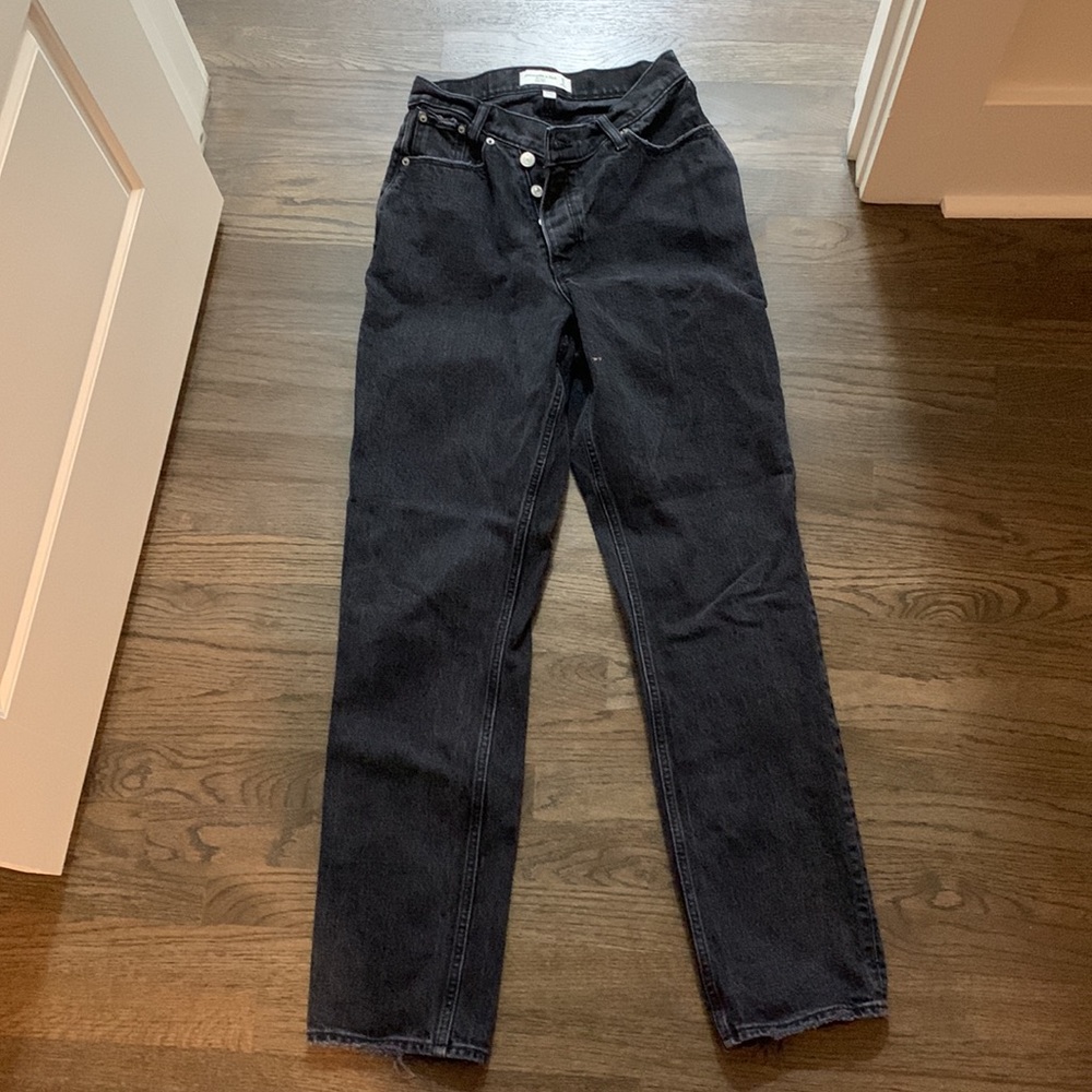 Abercrombie High-Rise Dad Jeans, Curve Love, Black Wash